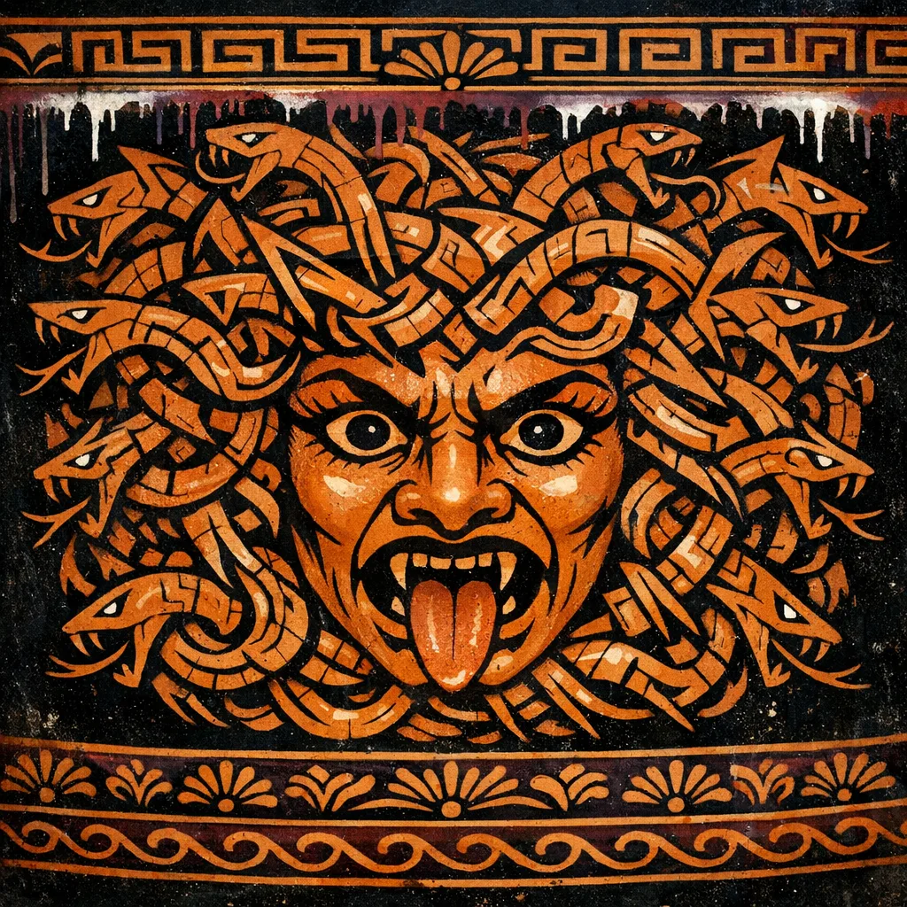 Gorgon Deck — Ancient Greek red-figure vase painting × skate and graffiti graphics