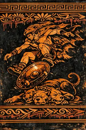 Kickflip of Herakles — Ancient Greek red-figure vase painting × skate and graffiti graphics