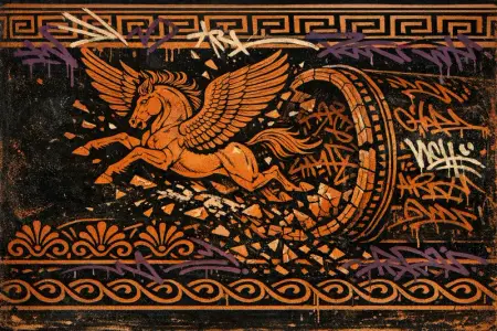 Pegasus Pipe — Ancient Greek red-figure vase painting × skate and graffiti graphics