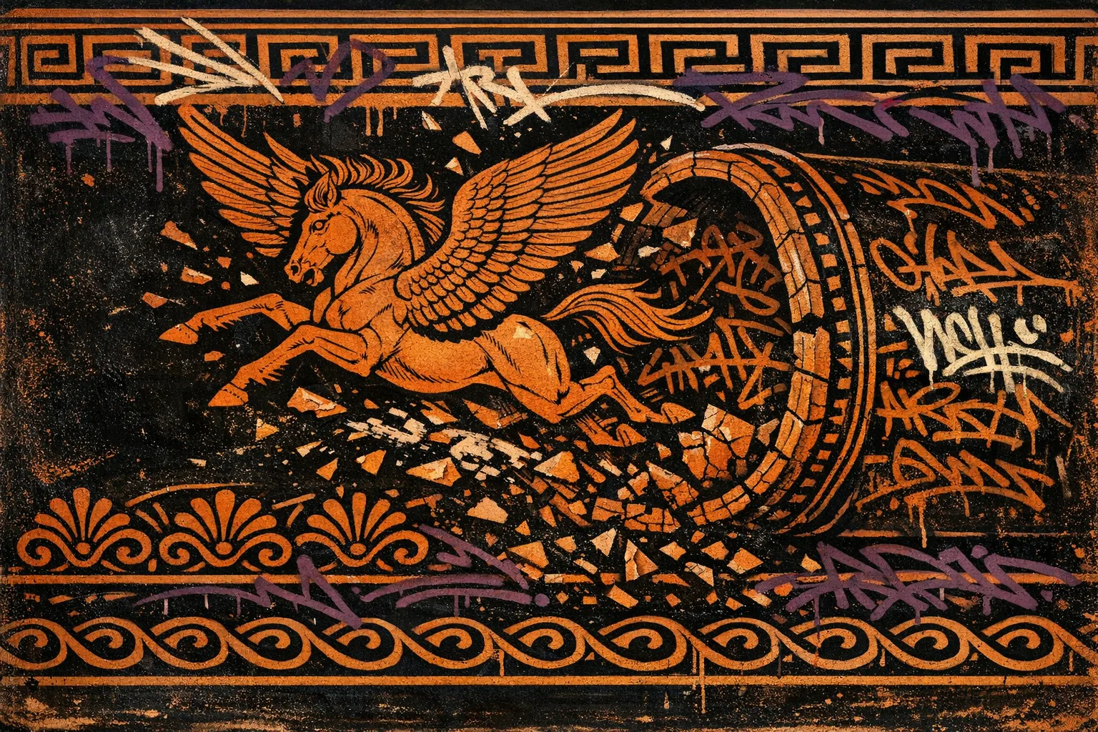 Pegasus Pipe — Ancient Greek red-figure vase painting × skate and graffiti graphics
