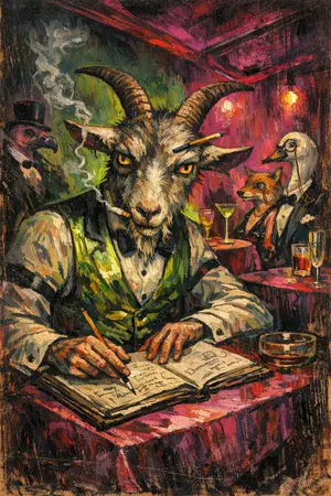 Goat With the Accounts — Weimar expressionist portraiture × animal masquerade