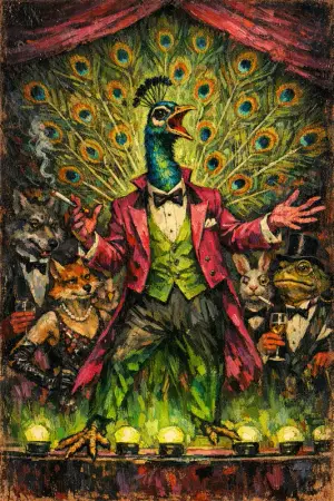 Master of Ceremonies — Weimar expressionist portraiture × animal masquerade