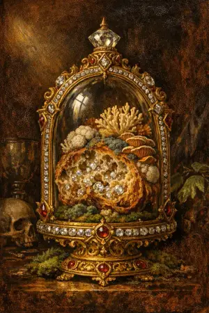 Bread Reliquary — Dutch Baroque still-life × mycology and decay