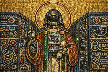 Shutdown of the Last Node — Byzantine mosaic icon × domestic machinery