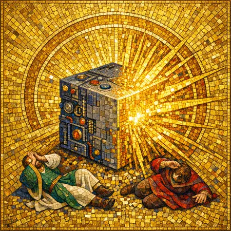Transfiguration of the Tensor — Byzantine mosaic icon × domestic machinery