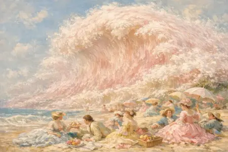 Pastel Tidal Wave — French Rococo pastel × serene catastrophe