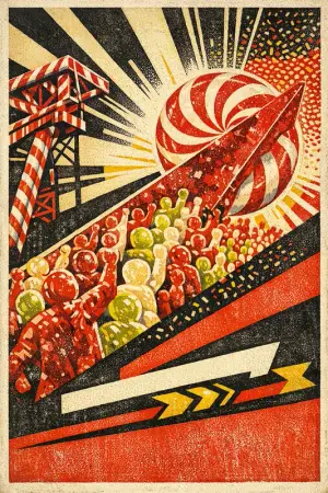 Crowd of Jellies — Soviet constructivist poster × confectionery