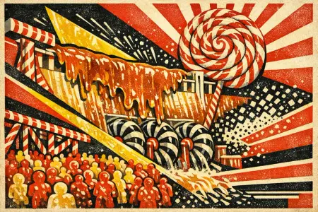 Dam of Toffee — Soviet constructivist poster × confectionery