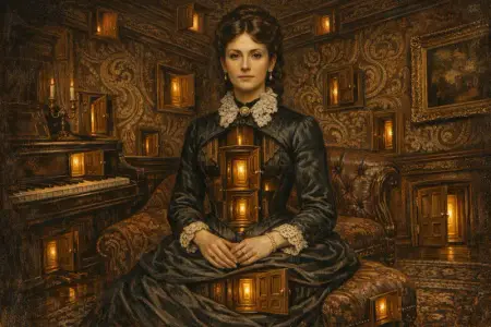 Parlour of Doors — Victorian salon portraiture × occult psychedelia