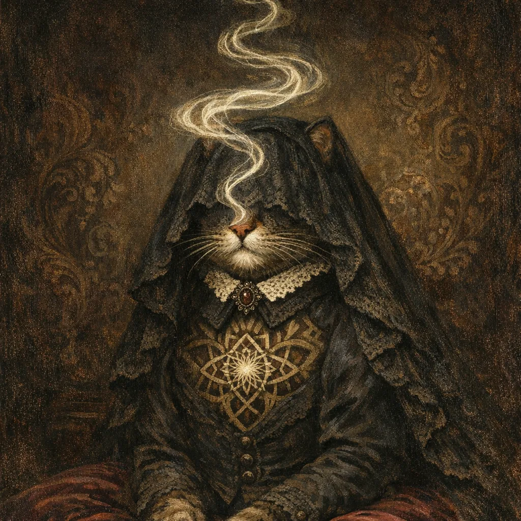 The Cat Medium — Victorian salon portraiture × occult psychedelia