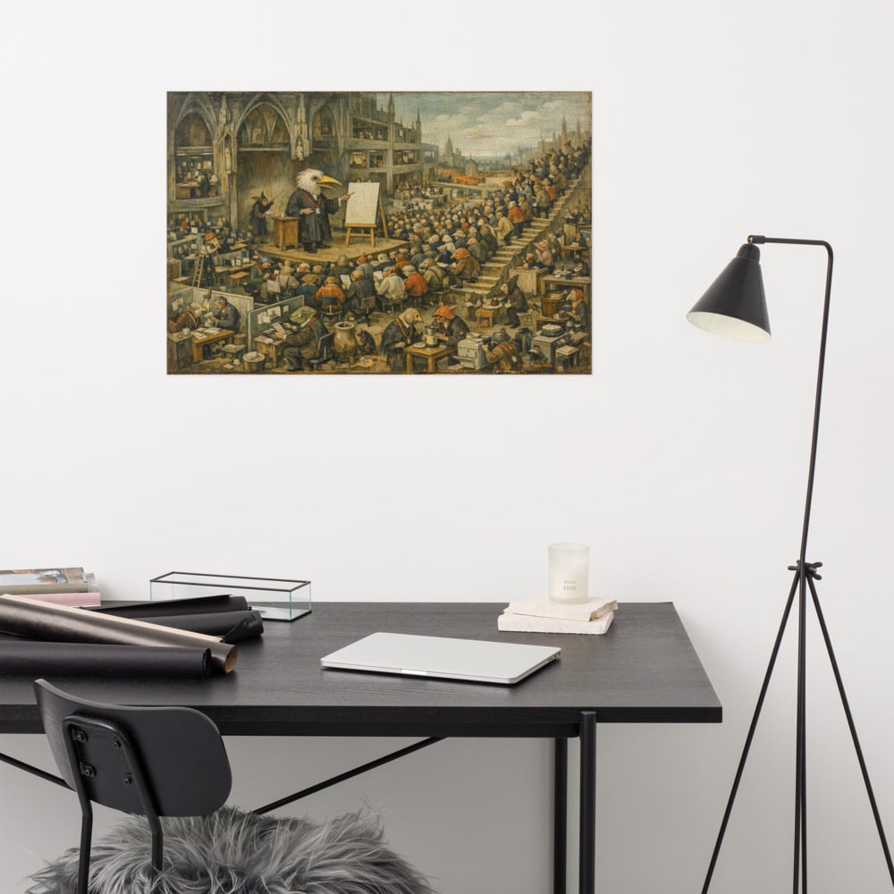The All-Hands printed and photographed on a wall
