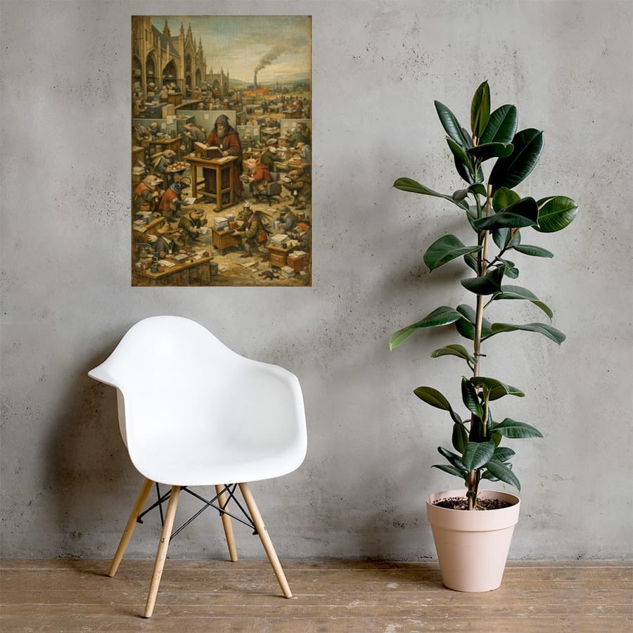 The Open Plan Temptation printed and photographed on a wall