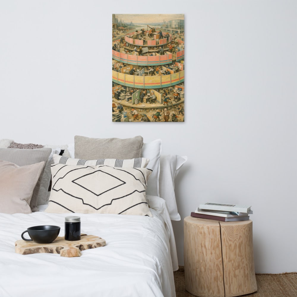 The Reorg Carousel printed and photographed on a wall