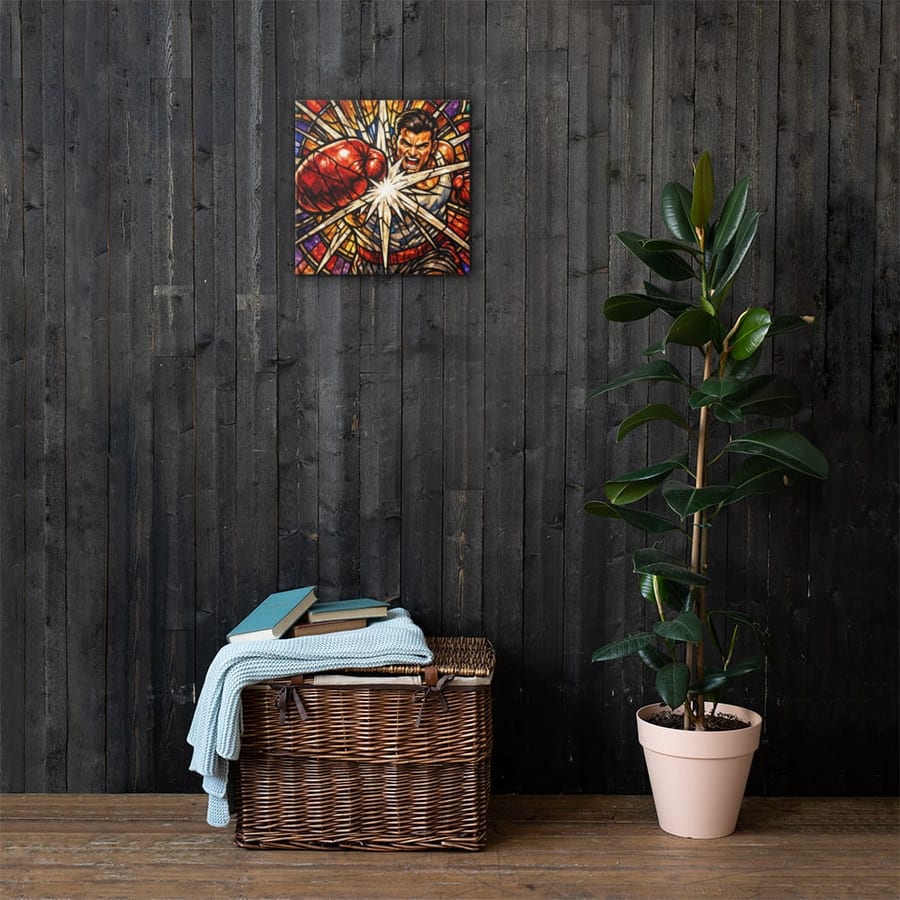 Lightning Boxer printed and photographed on a wall