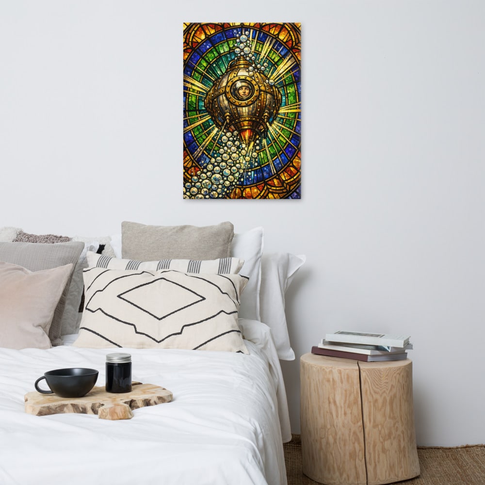 The Bathysphere Ascension printed and photographed on a wall