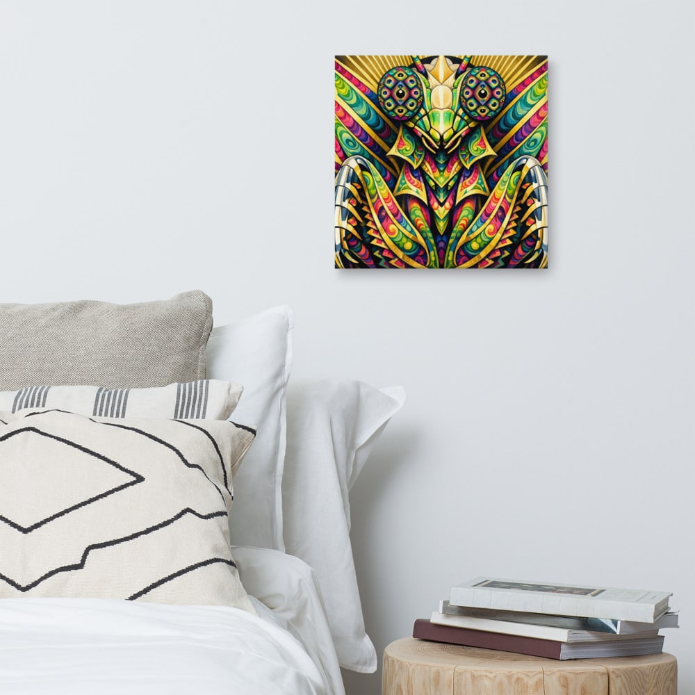 Mantis Streamline printed and photographed on a wall
