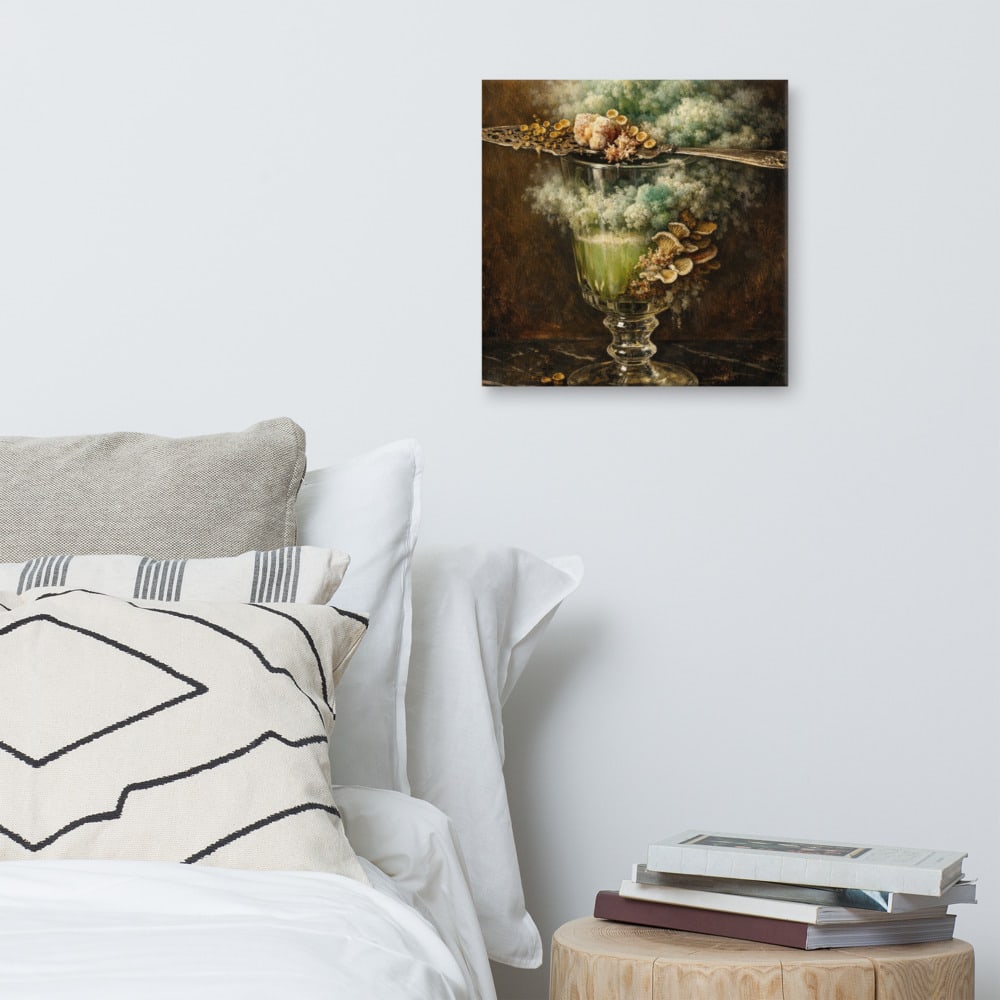 Absinthe Reliquary printed and photographed on a wall