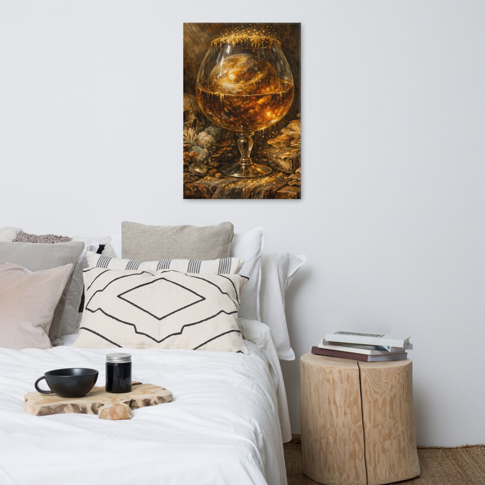 Brandy Snifter Planet printed and photographed on a wall