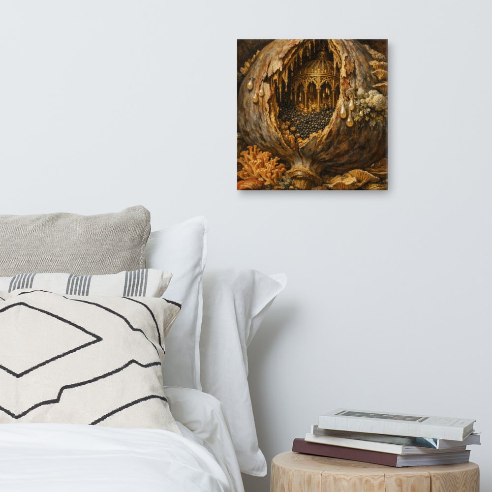 The Opium Pear printed and photographed on a wall