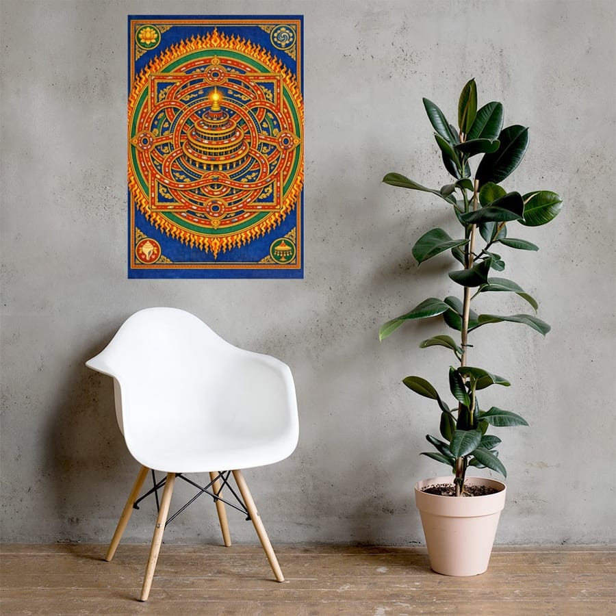 Parking Structure Stupa printed and photographed on a wall