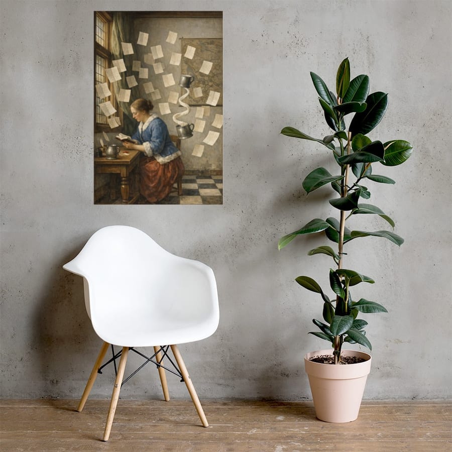 Letter in Free Fall printed and photographed on a wall