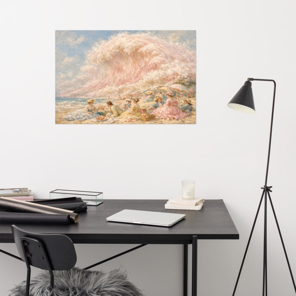 Pastel Tidal Wave printed and photographed on a wall