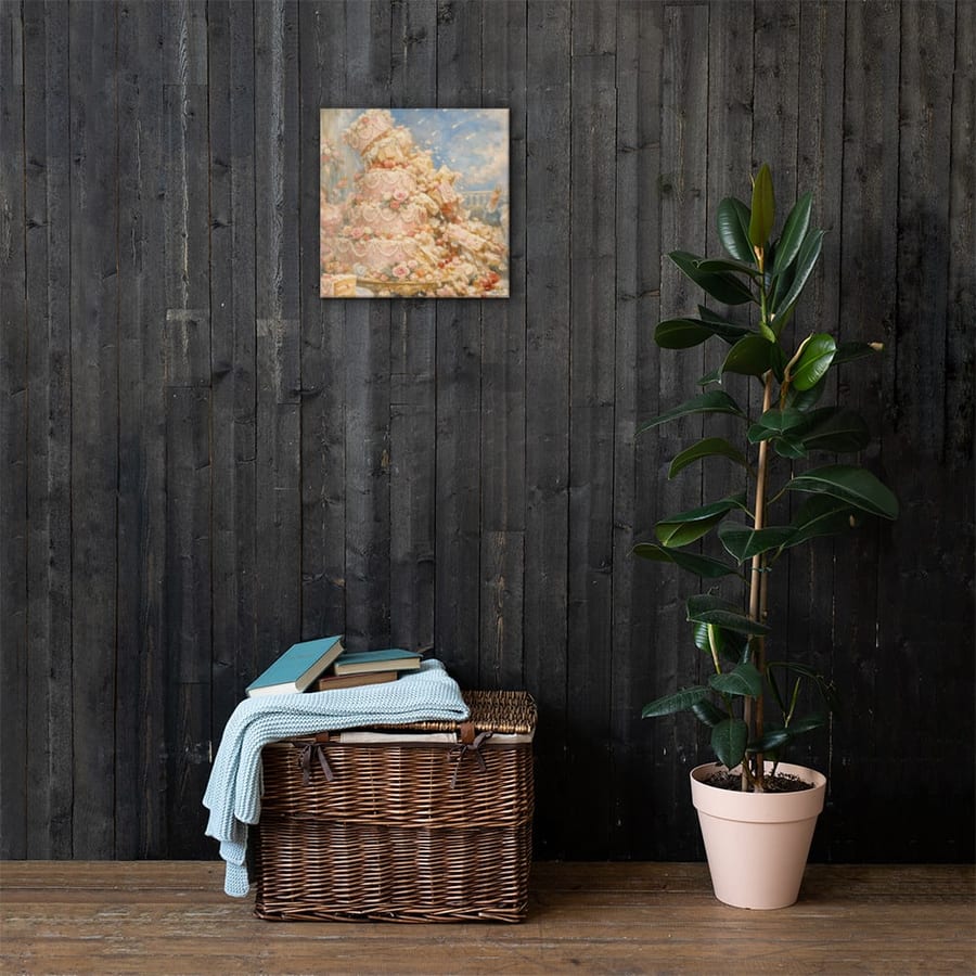 The Last Cake printed and photographed on a wall