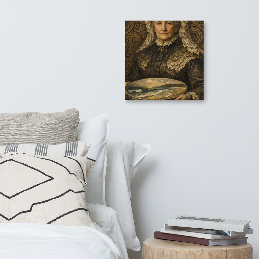 Spinster With a Tide printed and photographed on a wall