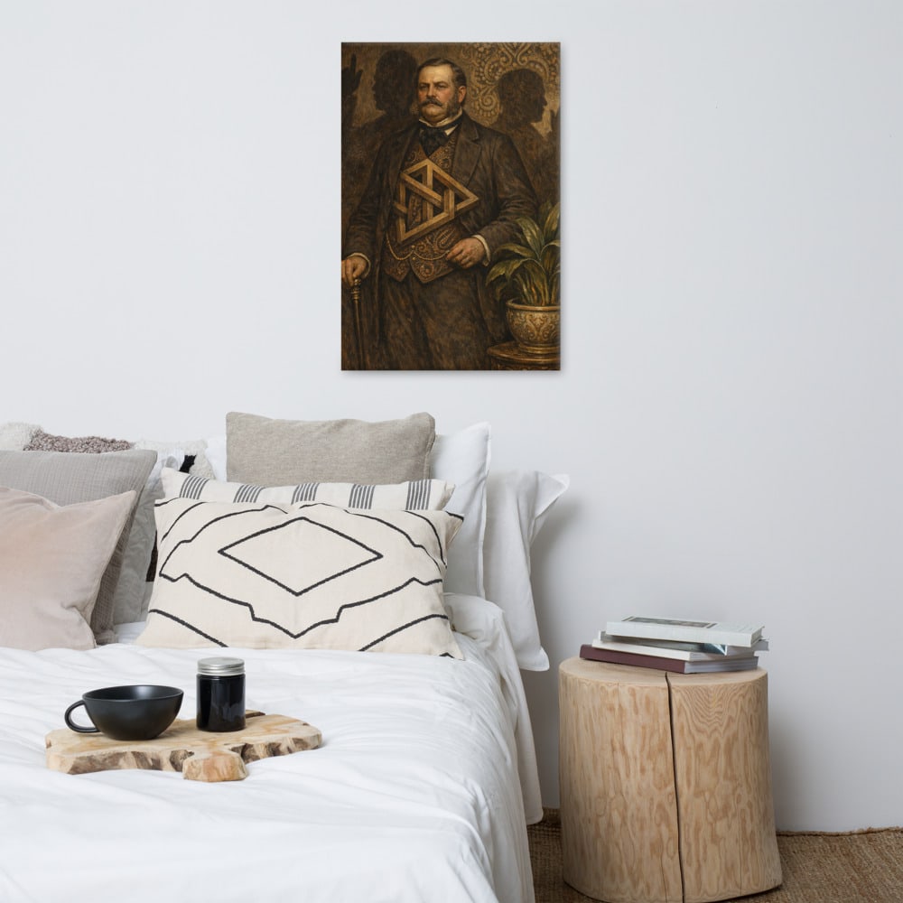 Uncle With Two Shadows printed and photographed on a wall