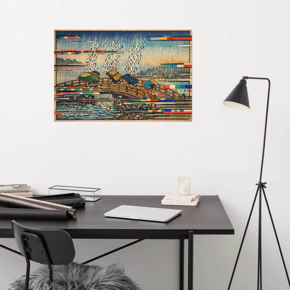 Rain of Pixels printed and photographed on a wall