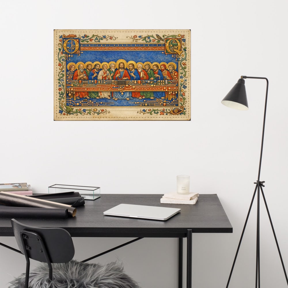 The Long Bench printed and photographed on a wall